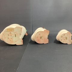 置物 インテリア アヒル　親子　セット 陶器製？アヒルオーナメント 3点セットの画像