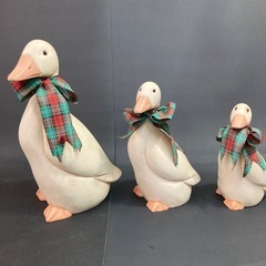 置物 インテリア アヒル　親子　セット 陶器製？アヒルオーナメン...