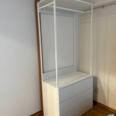 ikea PLATSA プラッツァ ワードローブ 扉2枚+引き出し3段付きの画像