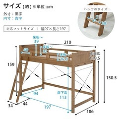 配送致します［ニトリ］頑丈棚付きロフトベッド、システムベッド ミドルタイプの画像