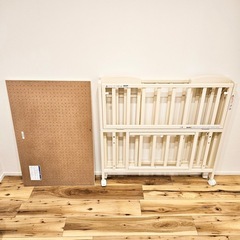 【ほぼ新品】カトージ ミニベビーベッド 折りたたみ（ホワイト）【内寸：60×90cm】の画像