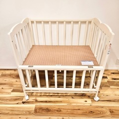 【ほぼ新品】カトージ ミニベビーベッド 折りたたみ（ホワイト）【内寸：60×90cm】の画像