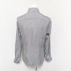 オールドイングランド 美品 長袖シャツ 千鳥格子柄 総柄 黒白色 絹 38 M レディースの画像