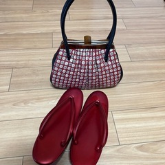 和装エンジ系草履とバック