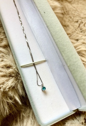 シルバー アクアマリン ネックレス 箱付き