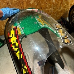 イノウエ　ロケットカウル　ファイヤーパターン　取り付けパーツブンチンステー付‼️の画像