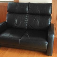 値下げ】【ニトリ】【本革】2人掛けハイバックソファ