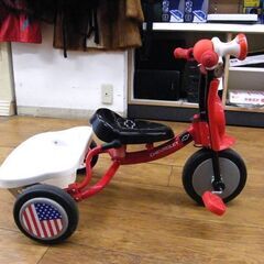 三輪車 シボレー 子供用 赤/黒 星条旗 子ども用 乗り物 キッズ おもちゃ 札幌市厚別区 厚別店の画像