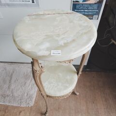 サイドテーブル　花台　大理石　おしゃれ　高級　アンティーク風　ク...