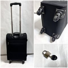 お買い得！アルファキュービック 2泊3日用 キャリーケース スーツケース 旅行カバン ブラック キャスター付き 鍵付き Bの画像