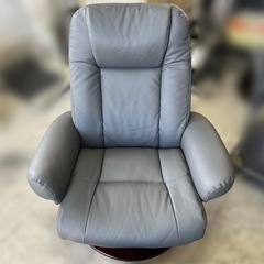 パーソナルチェア キャノン  タマリビング オットマン付き グレー レザー  リクライニング 1人掛けソファ220101 の画像