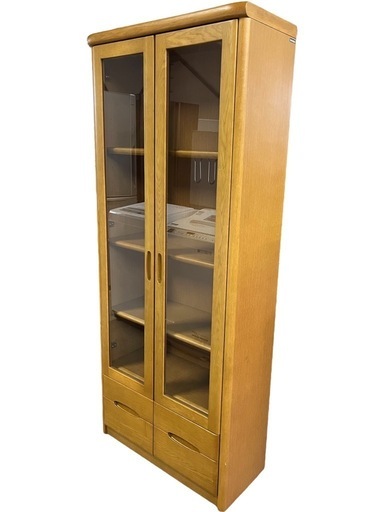NO.1977 karimoku カリモク 書棚 本棚 ガラス扉 収納 家具 中古