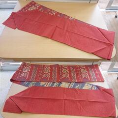 【中古品】【長期保管品】 帯　朱色地　柄入り　子供用の画像