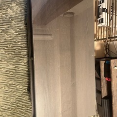 木目 ガラステーブル 120×60の画像