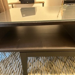 木目 ガラステーブル 120×60の画像