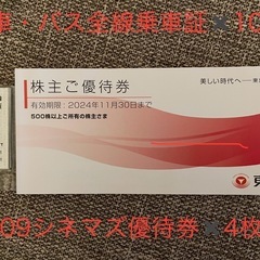 東急グループ株主優待券、乗車証、映画優待券など