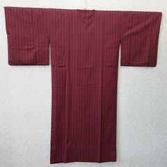 【中古品】【長期保管品】 道行コート　臙脂色　黒ストライプ入りの画像