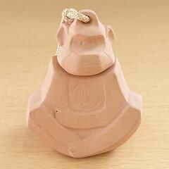 【中古品】【長期保管品】 陶器製　鈴　猿　神宮