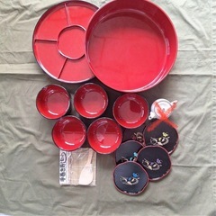 由美 漆器 手巻き寿司セット  寿司桶  銘々皿　回転台　オードブルの画像