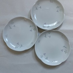花柄陶器皿 3枚セット 約15cm