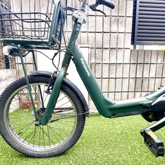 ㊗️パナソニック✨️Panasonic 電動アシスト自転車 ギュット・アニーズ 3人乗り対応 20型 内装3段変速 ディープグリーン BE-ENMA03 13.2Ahバッテリー付きの画像