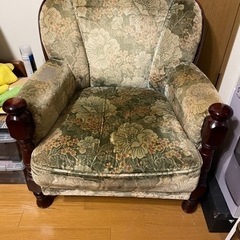 定価¥103,840 カリモク　肘掛椅子　	金華山織布地　コサージュ・グリーン　家具 ソファ 1人用ソファの画像