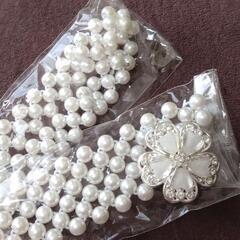 【大特価】帯締め パール 帯紐 飾り紐 帯飾り 浴衣 着物小物 可愛い 銀色の花の画像