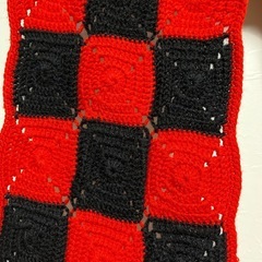 【美品】市松模様　ハンドメイド　マフラーの画像