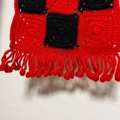【美品】市松模様　ハンドメイド　マフラーの画像