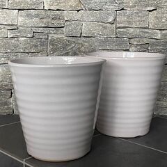 【美品】陶器 素焼き プラ鉢 植木鉢 フラワーポット 鉢カバー　...
