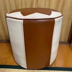1980年代　レザー　本革　スツール　椅子　オットマン　ヴィンテージ　家具　チェアの画像