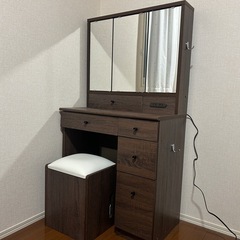 極美品】 BELLEB ドレッサー 三面鏡ドレッサー ブラウン 木製