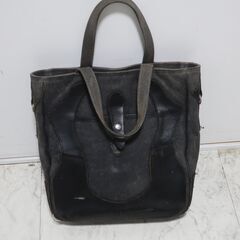 革と帆布のバケツバッグ　オーダー品で頑丈だけどボロ