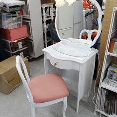 取り置き中！【恵庭】☆中古品☆鏡台 ドレッサー ホワイト レトロ...