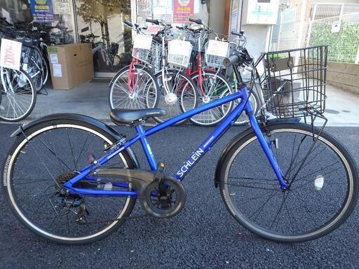 全品１０００円値引き！12/8まで！中古子供自転車３２７９　ブリヂストン　シュライン　２４インチ　７段ギヤ　アルミフレーム　ハンドルライト　＋前かご・チェーンケースのフル装備身長１２８㎝前後
