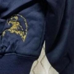②裏起毛ドカジャン一1匹狼Ｍサイズ刺繍入🦅紺色ネイビー１回着用🐺の画像
