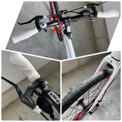 Giovanna ジオバンナ クロスバイク 自転車  シマノ製8速 アルミフレーム 26インチ Bike  ホワイトフレーム レッドホイール の画像