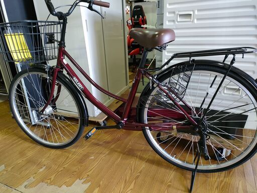 自転車　ママチャリ　26インチ　ブラウン　オートライト　ジャングルジャングル