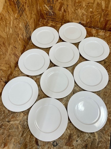 C(6807)②直接引き取り限定 洋食器 大皿 10枚セット リムプレート 30.5cm 白 MR DurableThick4220 業務用 食器 飲食店 店舗用 中古品