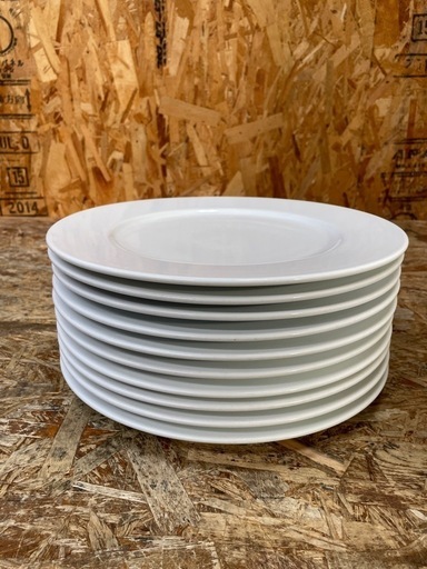 C(6807)②直接引き取り限定 洋食器 大皿 10枚セット リムプレート 30.5cm 白 MR DurableThick4220 業務用 食器 飲食店 店舗用 中古品