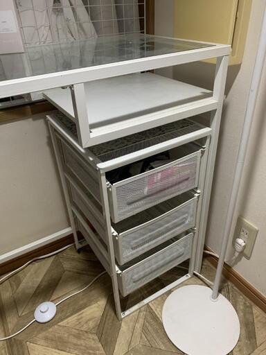 IKEA ガラス天板デスク+引き出しセット