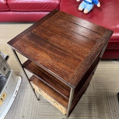 【美品‼️】高級♪ コイズミ 31cm幅4段ミニラック シェルフ 多目的棚 編み込みカゴ付き アイアンフレーム 木製ダークブラウン♪の画像