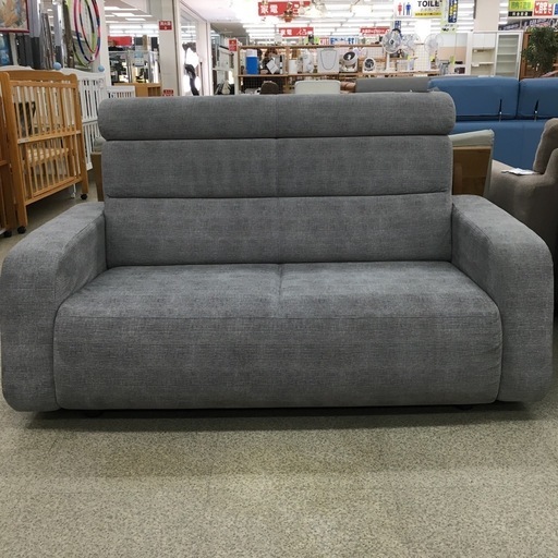 【店頭引き取り限定】布張り2人掛けソファ　グレー