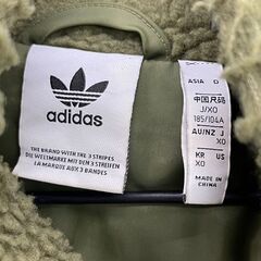  adidas アディダス オリーブ シェルパ ボアジャケット ボアフリース  ビッグトレフォイルフリースジャケット XO　メンズの画像