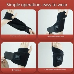 【左右ペア】3段階温度調整 usb給電 タイプC 電熱グローブ 電気手首パッド 電熱アームウォーマー  手首サポーター 手首ウォーマー 手袋 グローブ 電気 手用 手首用サポーターの画像