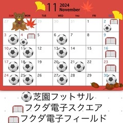 11/27(水)19:00〜21:00 芝園フットサル場　参加費...