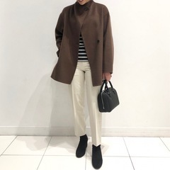 UNIQLO ダブルフェイスショートコート ブラウン Lサイズの画像