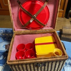 ピクニックセット　未使用　籐カゴの画像