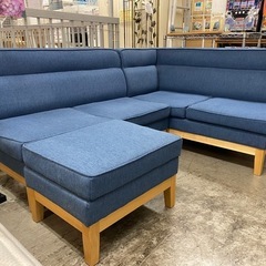 【愛品館 江戸川店 】ファブリックコーナーソファ+ オットマン NITORI（ニトリ）の画像