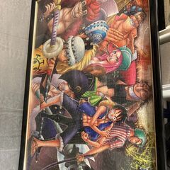 ☆中古￥1,000！額縁付き壁掛完成済みジグソーパズル　家具　幅79㎝ｘ高さ54㎝　【BK111】の画像
